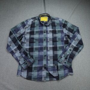 Descendant of Thieves Shirt Mens Medium Blue Plaid Button Down Limited Edition